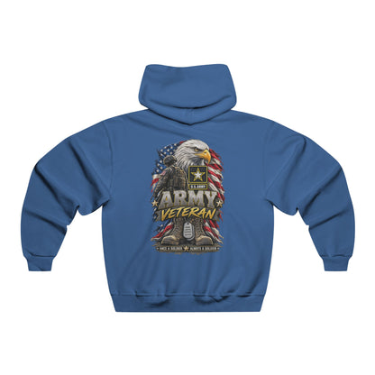 Army Veteran Hoodie — Eagle & American Flag Backprint with US Army Crest