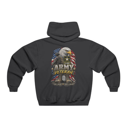 Army Veteran Hoodie — Eagle & American Flag Backprint with US Army Crest