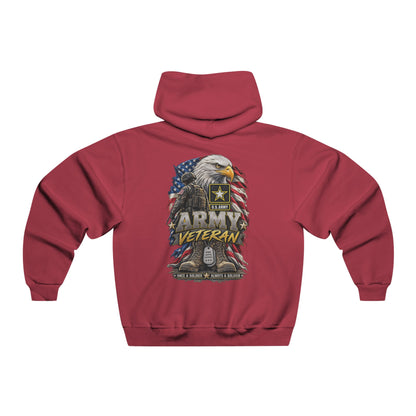 Army Veteran Hoodie — Eagle & American Flag Backprint with US Army Crest