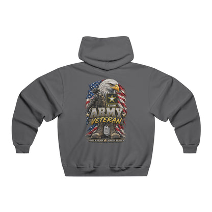 Army Veteran Hoodie — Eagle & American Flag Backprint with US Army Crest