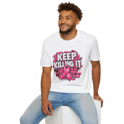 Keep Killing It pink ribbon T-Shirt | Breast Cancer Awareness, Motivational Graphic