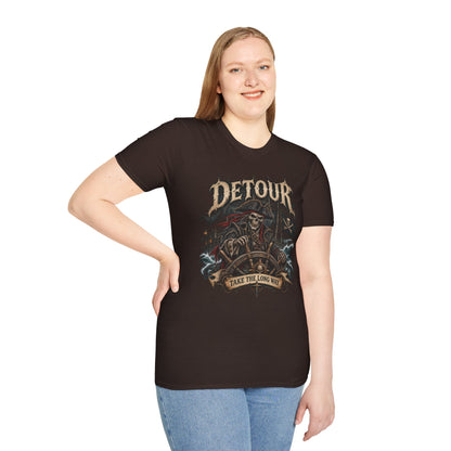 Detour Skull T-Shirt — "Take the Long Way" Vintage Biker Graphic Tee
