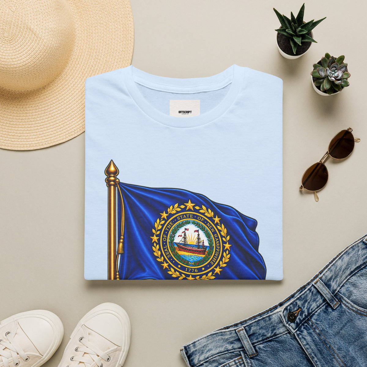 New Hampshire Flag T-Shirt — "Live Free or Die" State Pride Tee