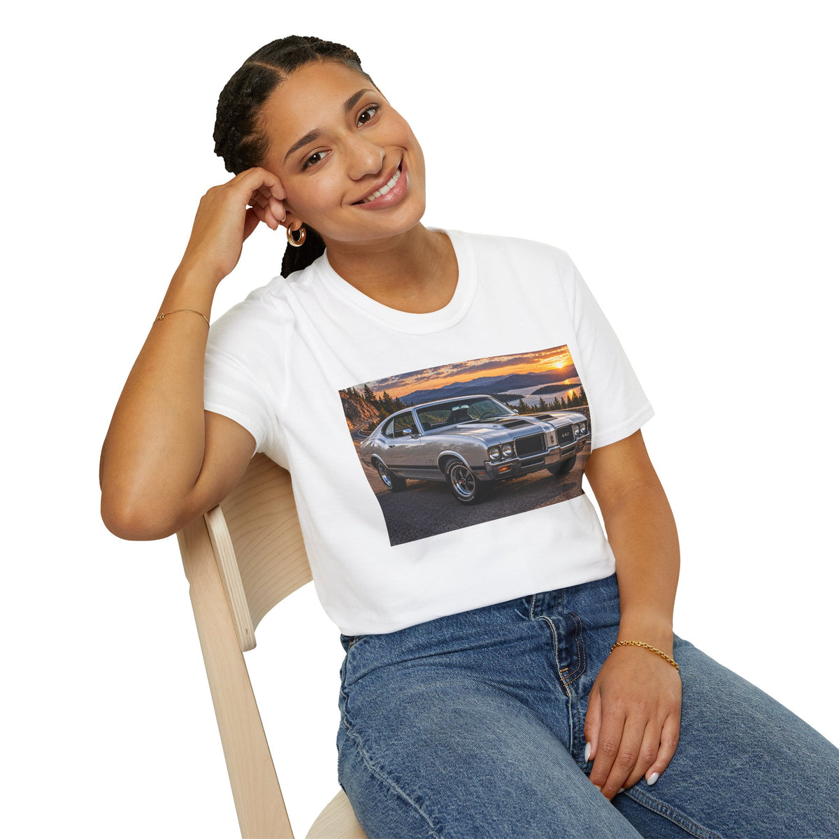 Classic Muscle Car T-Shirt – Vintage Oldsmobile Sunset Graphic Tee