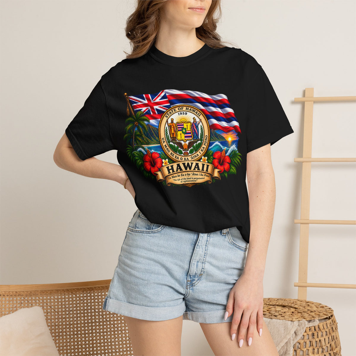 Hawaii State Seal Tee — Vintage Hawaiian Flag & Hibiscus T-Shirt