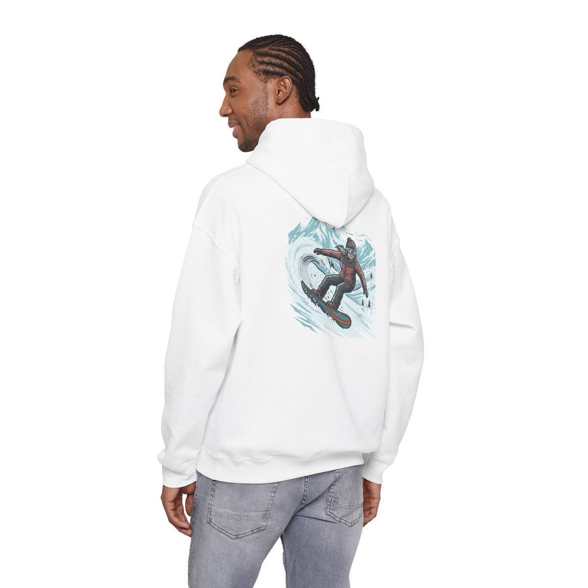 Snowboarding Hoodie – "Snowboarding Life" Graphic Pullover with Backboarder Illustration