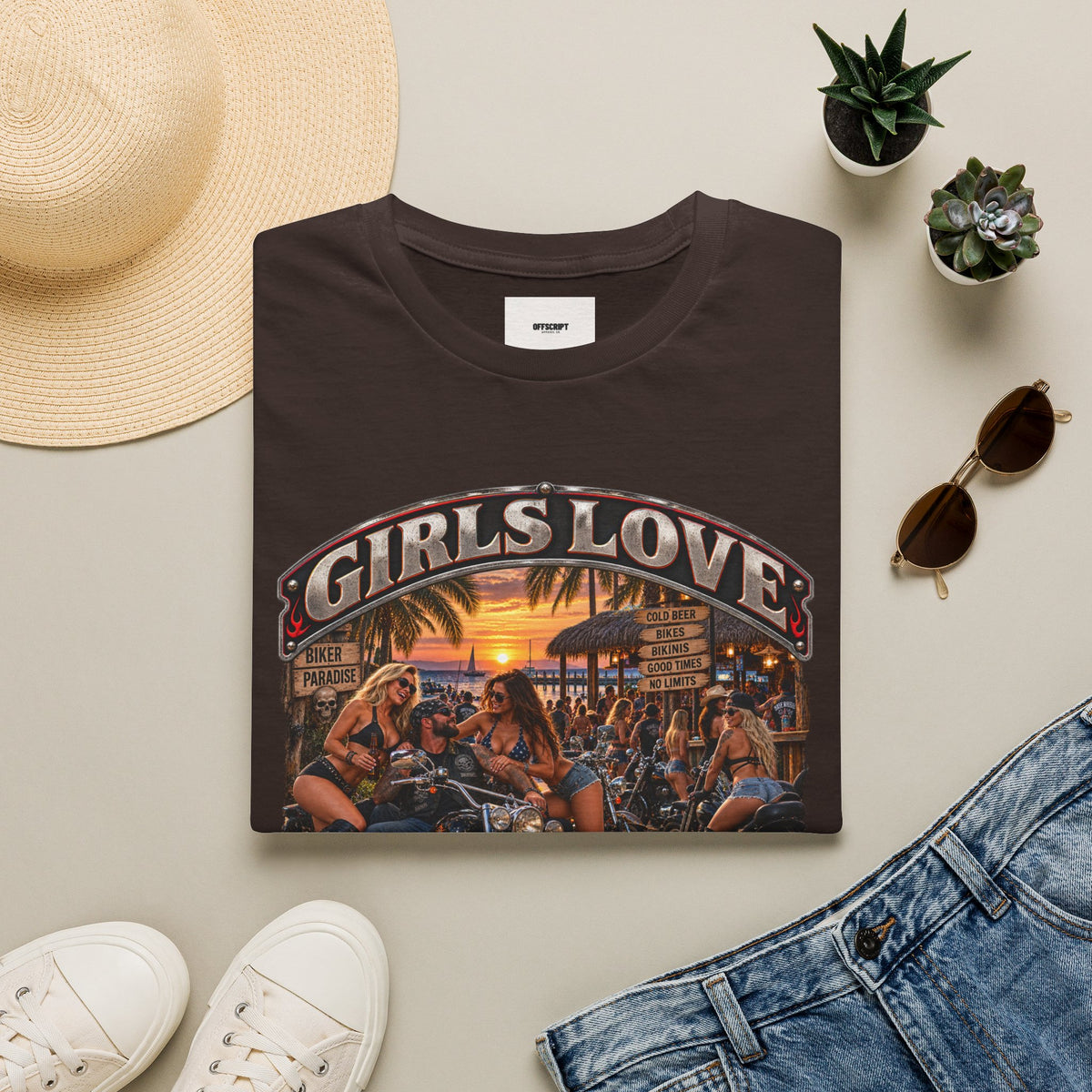 Girls Love Bike Week T-Shirt — Biker Bar Sunset Graphic Tee