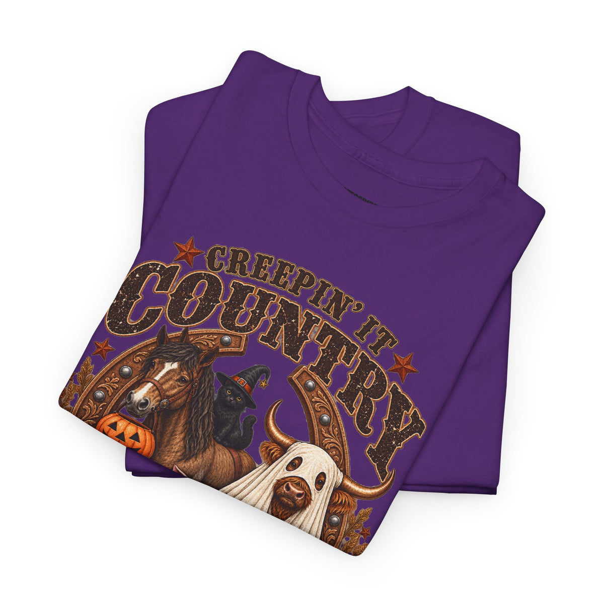 Country Halloween Tee — "Keepin' It Country Boo Y'all" Farm Animal Pumpkin T-Shirt