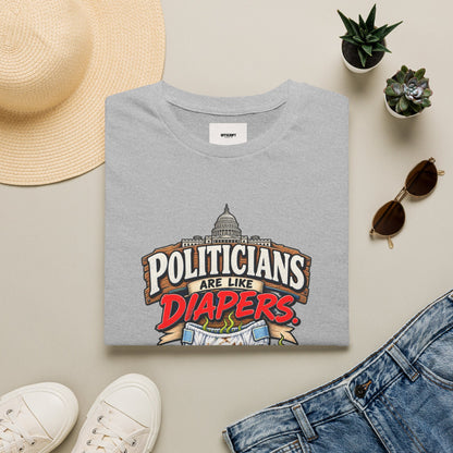 T-Shirt — 'Politicians Are Like Diapers' Funny Political Graphic Tee