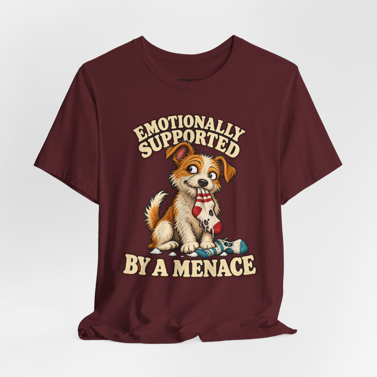 Emotionally Supported by a Menace Tee — Cute Puppy Graphic T‑Shirt