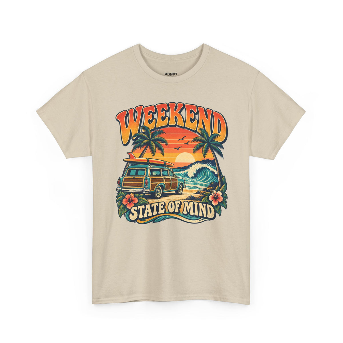 Weekend State of Mind Tee – Retro Surf Van Sunset T-Shirt