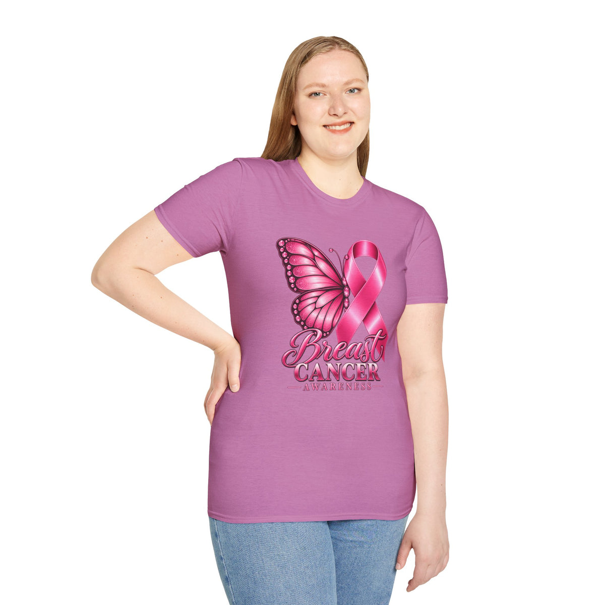 Pink Ribbon Butterfly Breast Cancer Awareness T-Shirt | Support Ribbon Tee