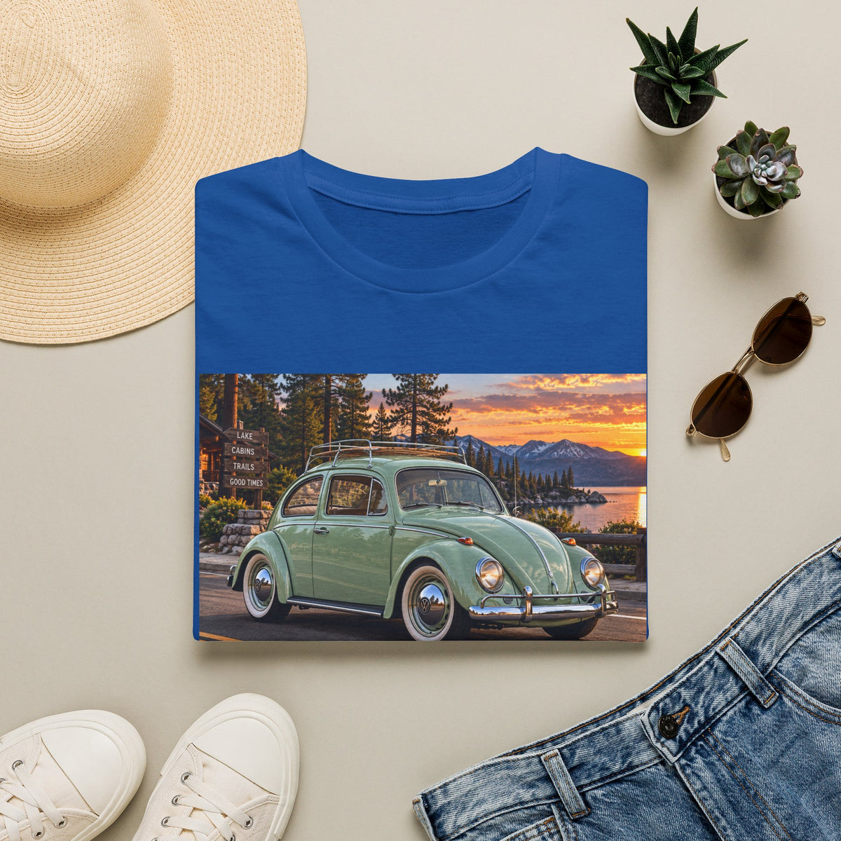 Classic VW Beetle Sunset T-Shirt — Vintage Car Lover Tee