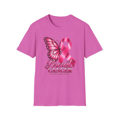 Pink Ribbon Butterfly Breast Cancer Awareness T-Shirt | Support Ribbon Tee