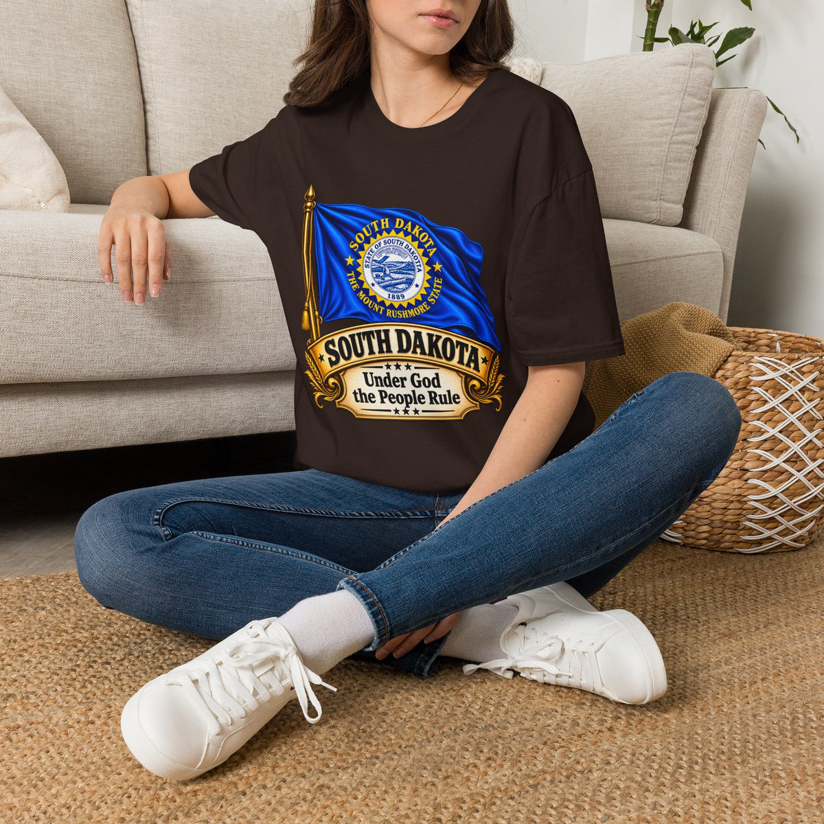 South Dakota Flag T‑Shirt — "Under God the People Rule" State Pride Tee