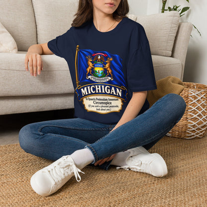 Michigan State Flag T-Shirt — Vintage State Seal Tee (TUEBOR)