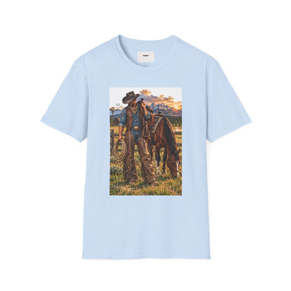 Cowboy Sunset T-Shirt — Western Ranch Horse Graphic