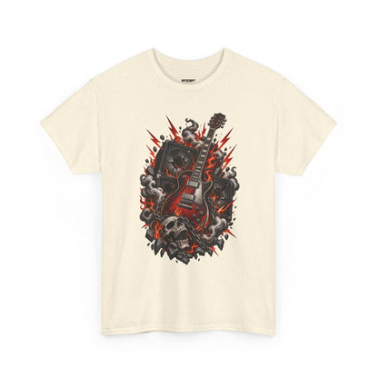 Electric Skull Guitar T‑Shirt — Rock & Metal Graphic Tee for Musicians and Fans