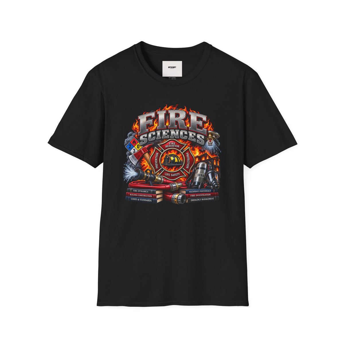 Fire Sciences T-Shirt — Firefighter Department Badge Graphic Tee