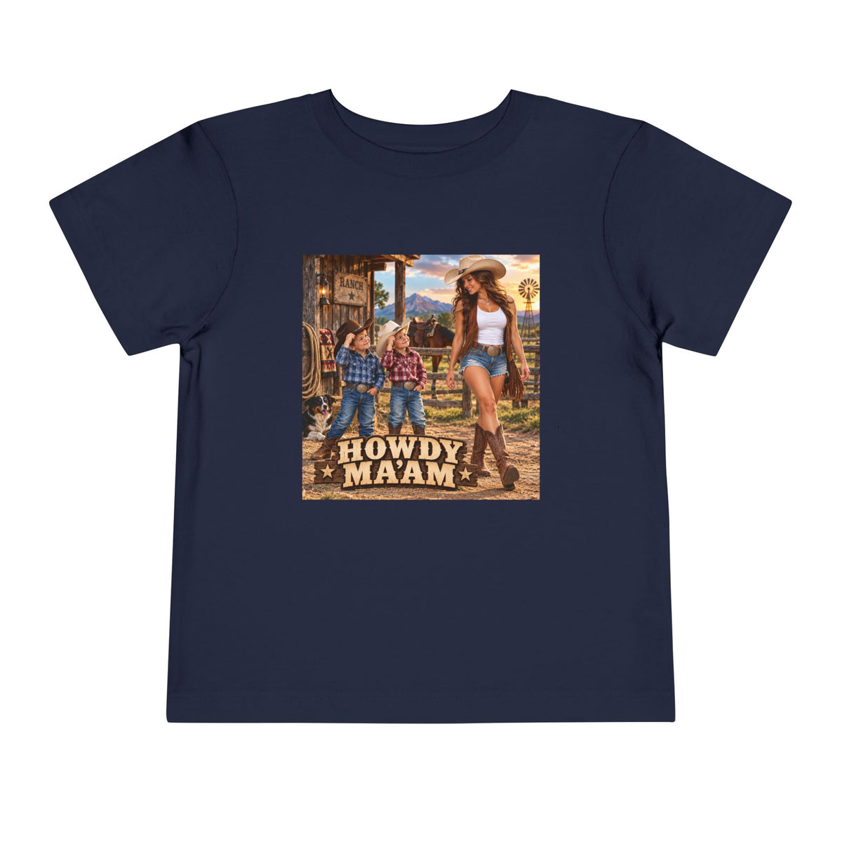 Toddler Tee — "Howdy Ma'am" Cowgirl Graphic Kids Shirt
