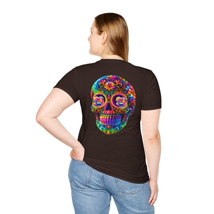 Sugar Skull T-Shirt — Colorful Day of the Dead Floral Skull Tee