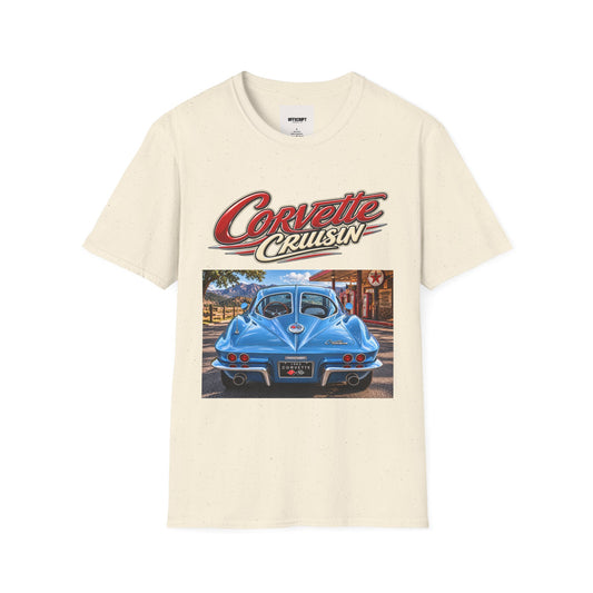 Corvette Cruisin' T-Shirt — Vintage Blue Corvette Car Graphic