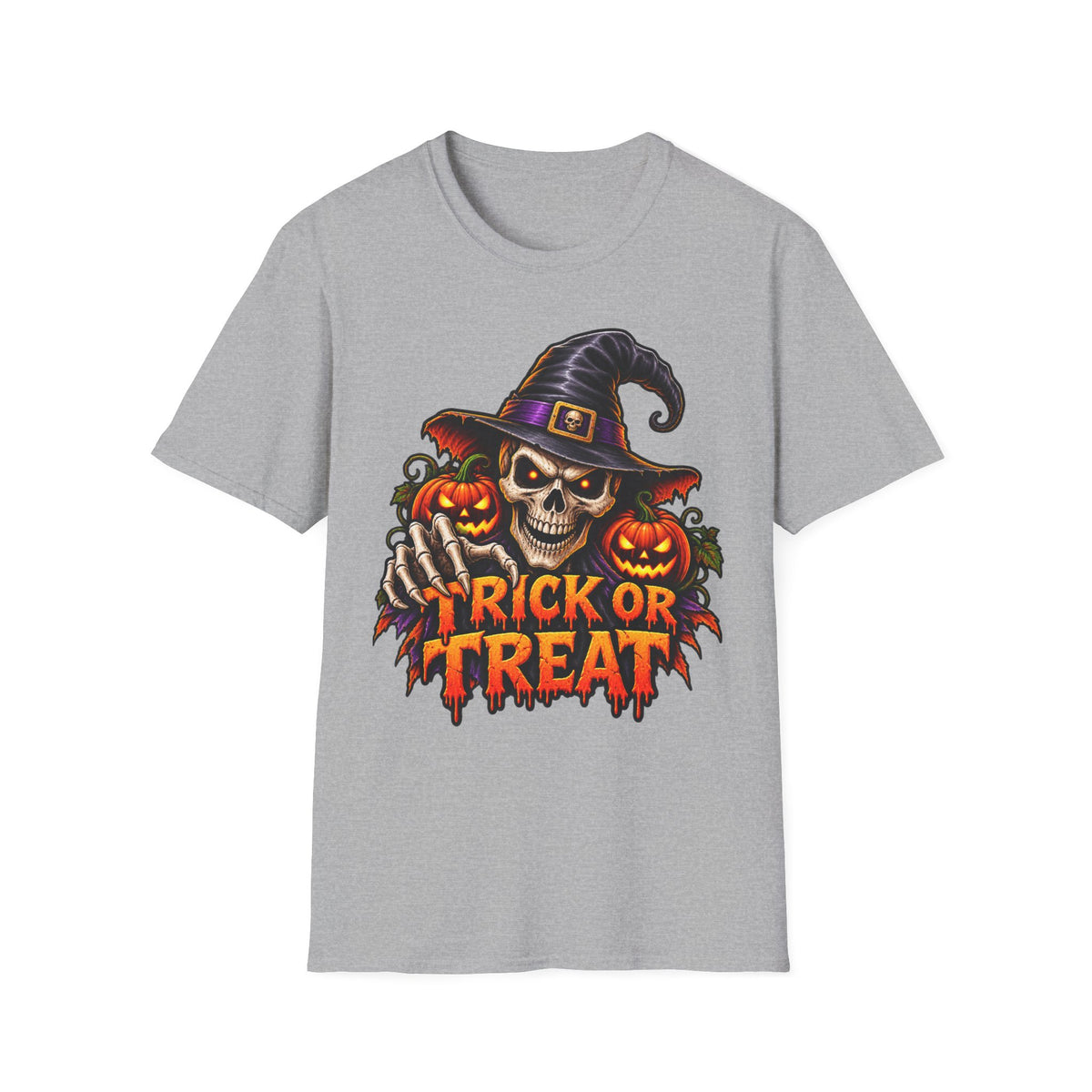 Halloween Skull Witch T-Shirt — Trick or Treat Pumpkin Graphic Tee