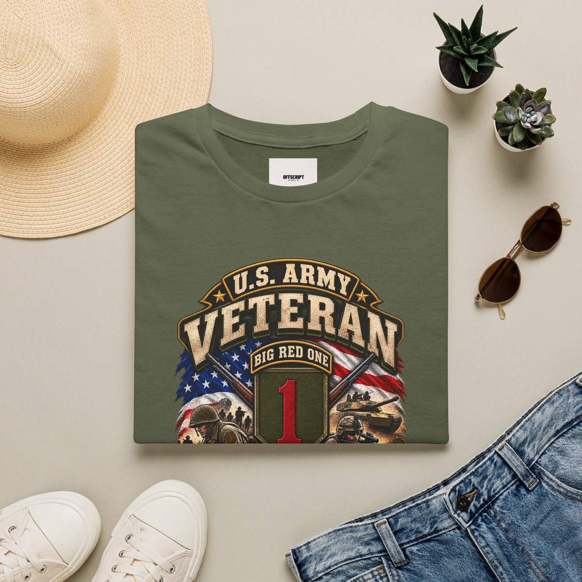 U.S. Army Veteran T-Shirt — "Big Red One" 1st Infantry Division Military Tribute