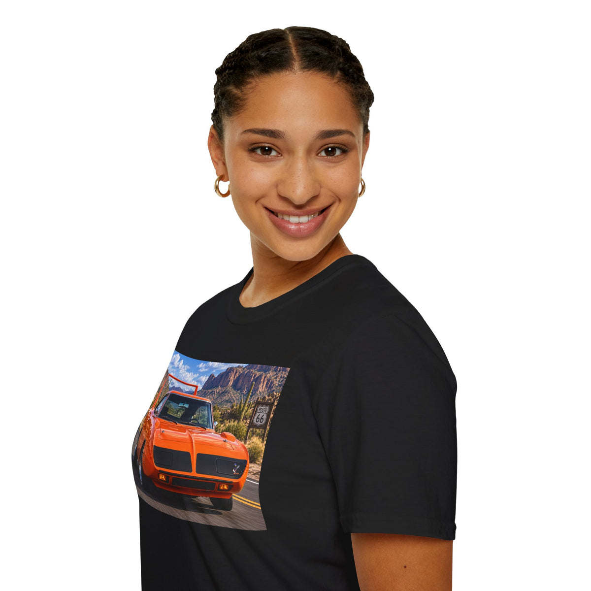 Classic Orange Muscle Car T-Shirt — Route 66 Roadtrip Tee