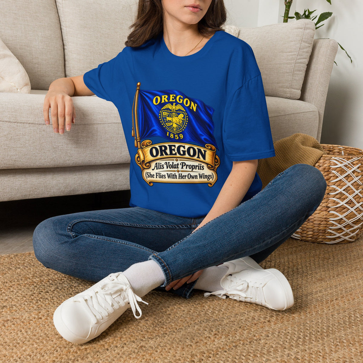 Oregon State Flag T-Shirt — 'Allis Volat Propria' Vintage Banner Tee