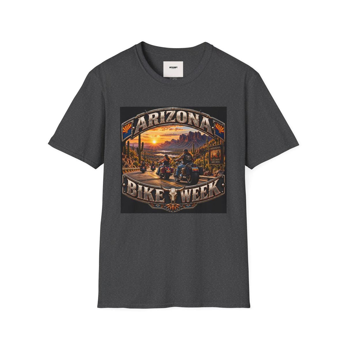 Arizona Bike Week Sunset T-Shirt — Vintage Motorcycle Desert Road Tee
