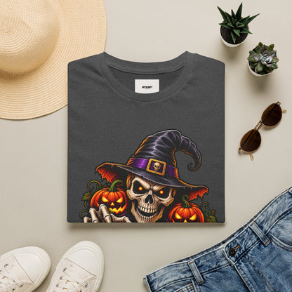 Halloween Skull Witch T-Shirt — "Trick or Treat" Pumpkin Tee