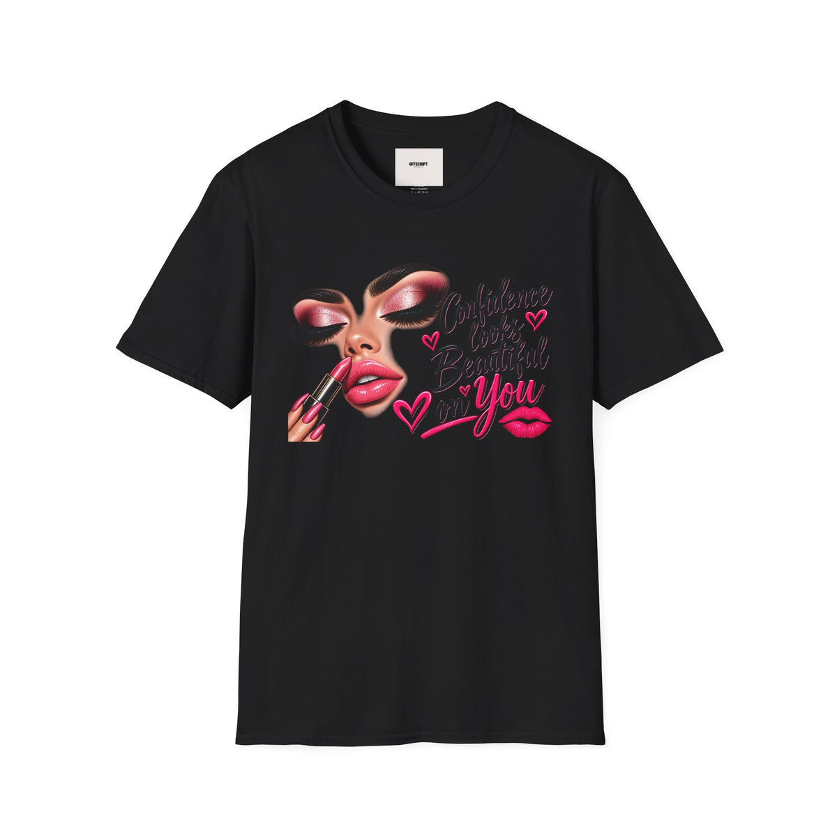 T-Shirt — "Confidence Looks Beautiful on You" Glam Makeup Graphic