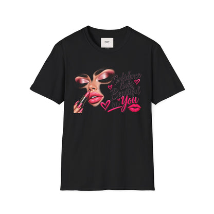 T-Shirt — "Confidence Looks Beautiful on You" Glam Makeup Graphic