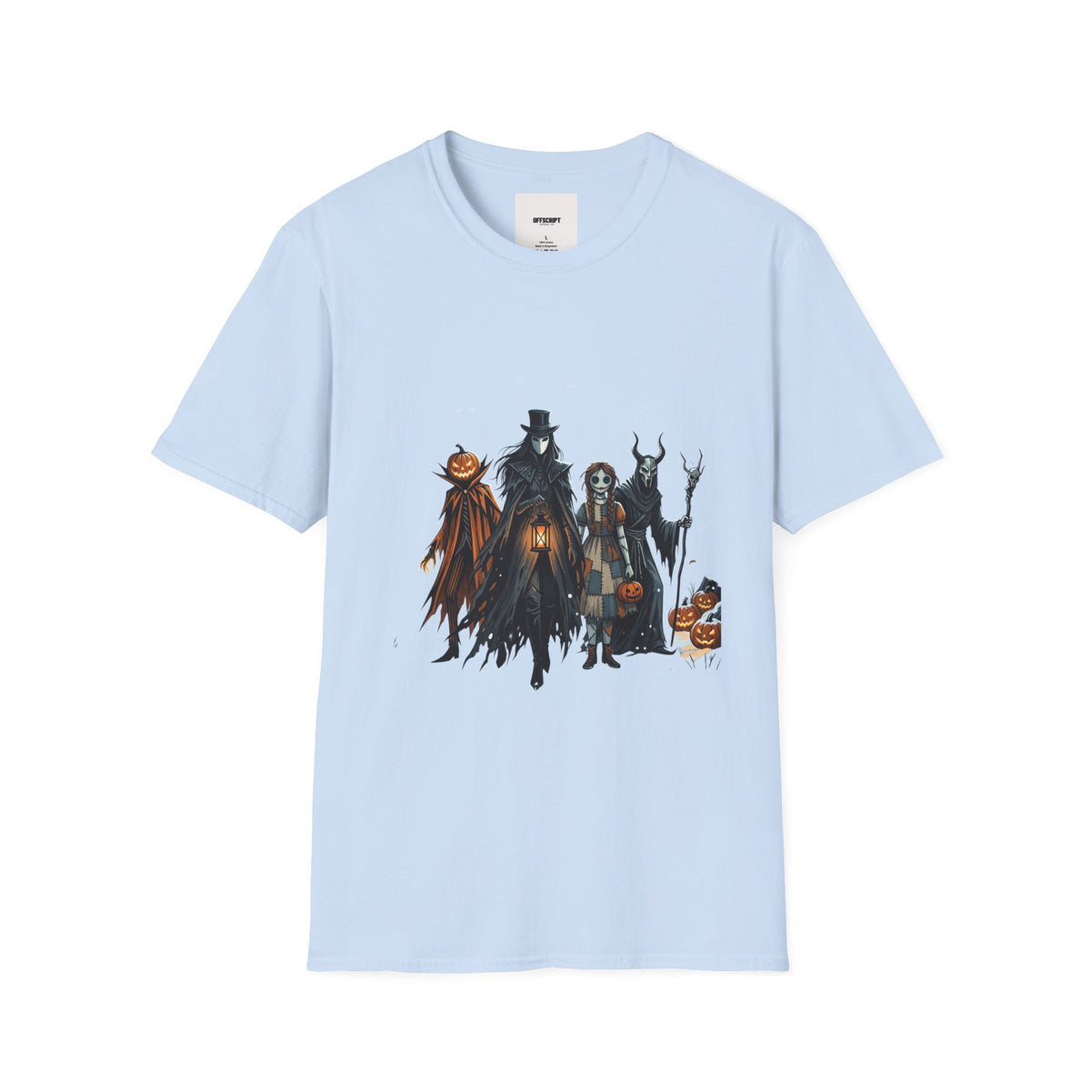Halloween Gothic Crew T-Shirt — Haunted Pumpkin, Witch & Spooky Friends Design