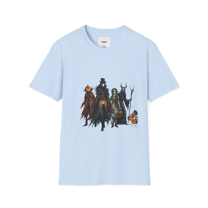 Halloween Gothic Crew T-Shirt — Haunted Pumpkin, Witch & Spooky Friends Design