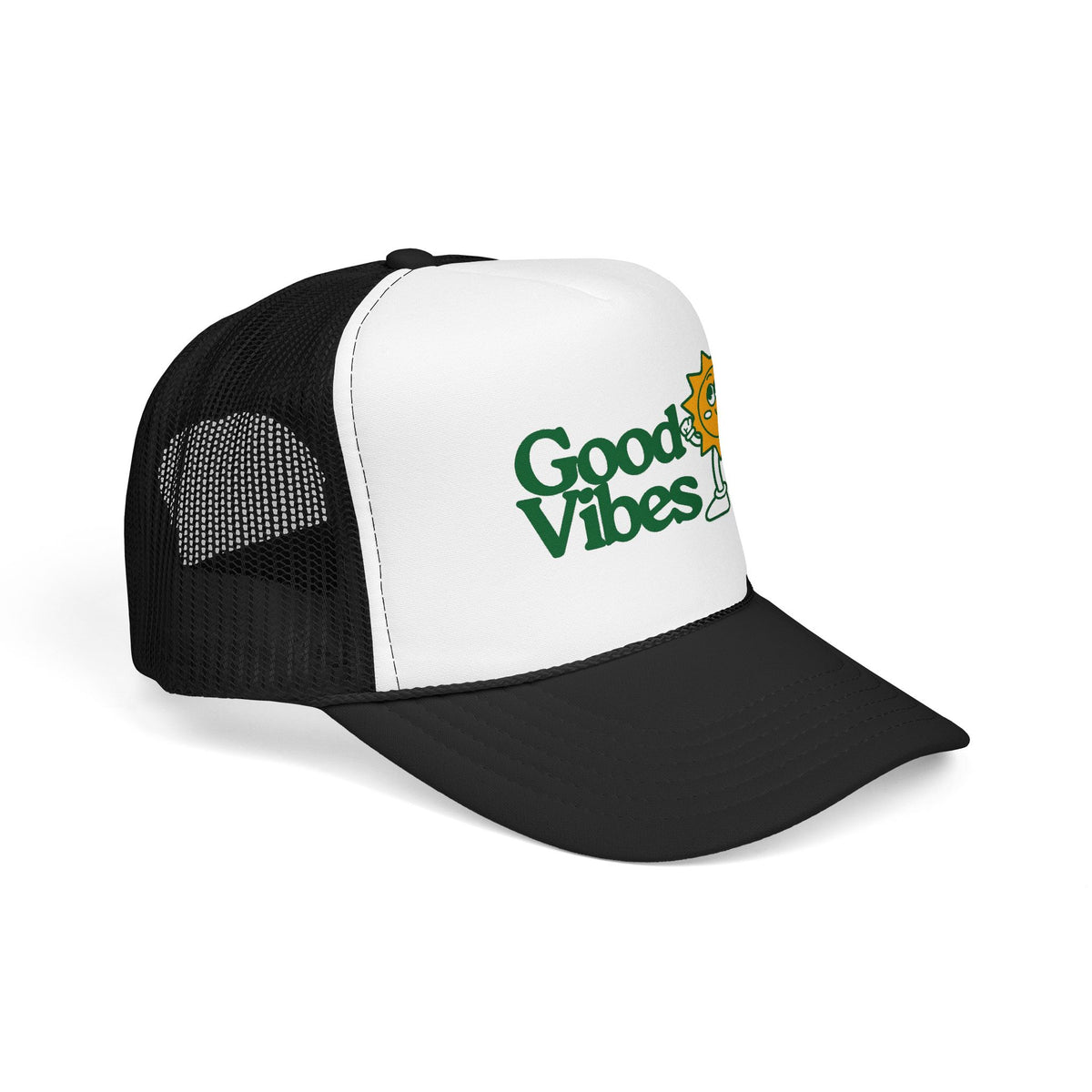 Good Vibes Sun Trucker Hat — Retro Sunny Graphic Foam Cap