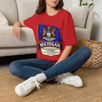 Michigan State Flag T-Shirt — Vintage State Seal Tee (TUEBOR)