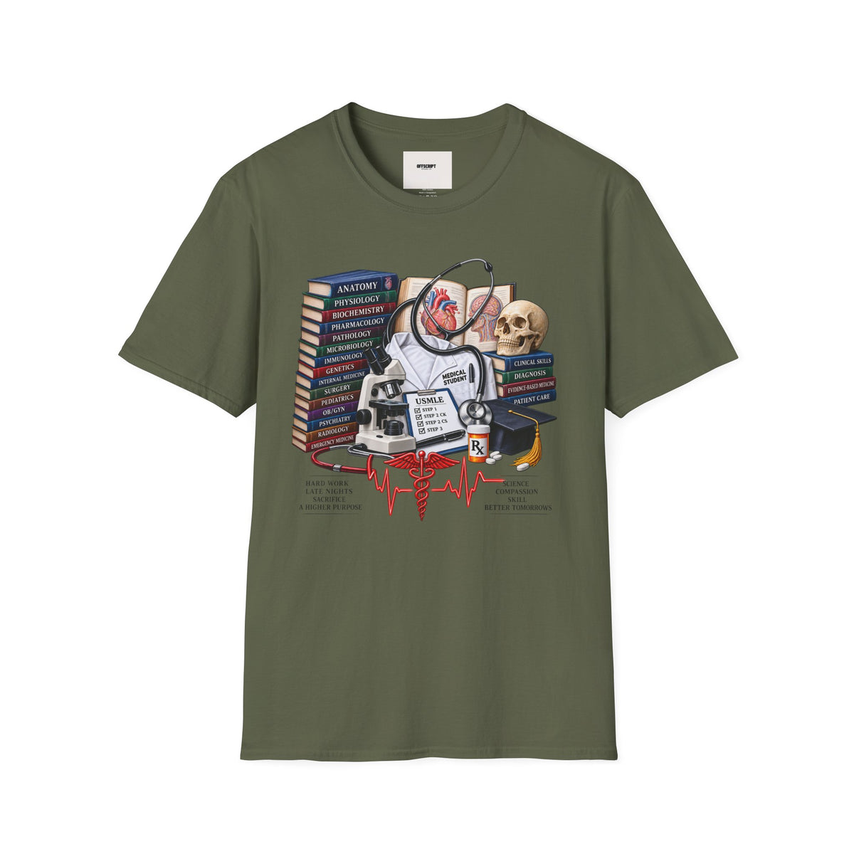 Medical Student Study Stack T‑Shirt — Anatomy, Physiology & USMLE Prep Design