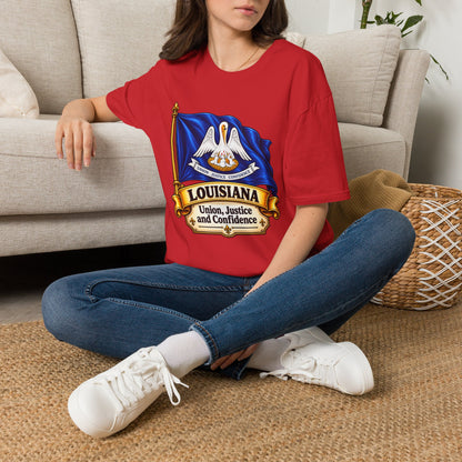 Louisiana State Flag T-Shirt — Pelican Emblem "Union, Justice & Confidence" Tee