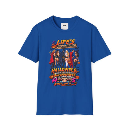 Halloween Superhero Pinup T-Shirt — "Life's Observations" Graphic Tee
