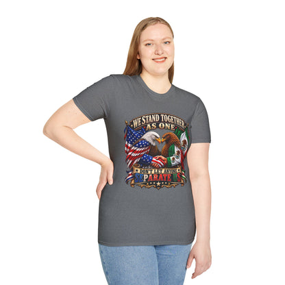We Stand Together As One Eagle T-Shirt — USA & Mexico Unity Patriotic Tee