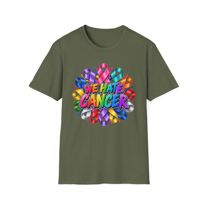 We Hate Cancer T-Shirt — Multicolor Cancer Awareness Ribbon Tee