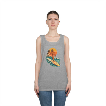 Surfing Sunset Tank — Retro Surfer Graphic Tank Top