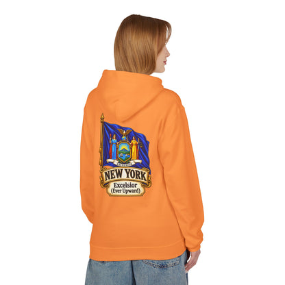 New York State Flag Hoodie – "Excelsior (Ever Upward)" Graphic Pullover