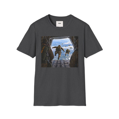 Parachute Jump Soldiers T-Shirt — Military Airborne Jump Photo Tee