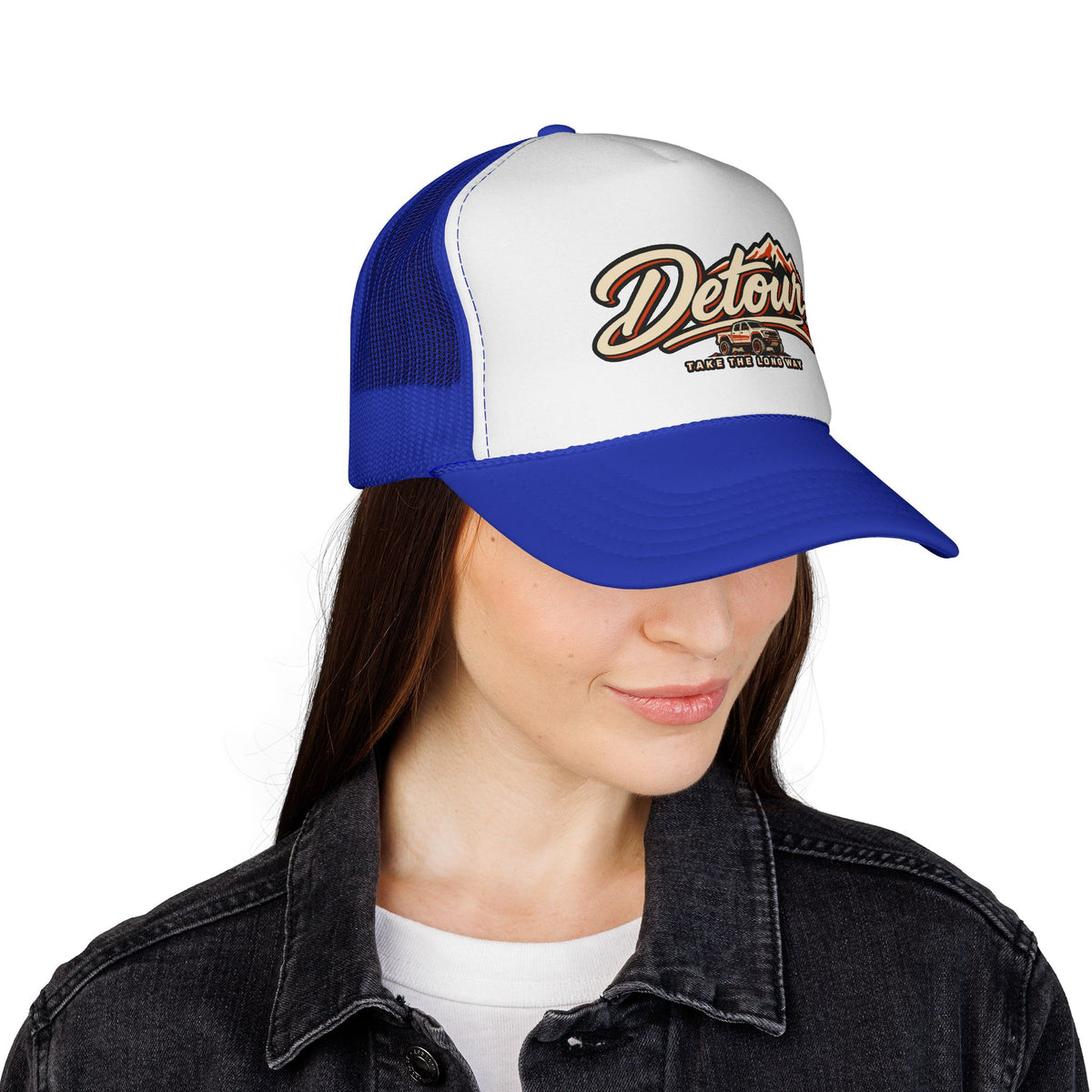 Detour Trucker Hat — Vintage Road Trip Mesh Cap