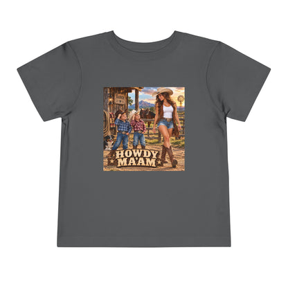 Toddler Tee — "Howdy Ma'am" Cowgirl Graphic Kids Shirt