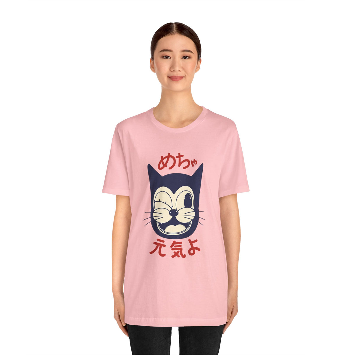 Japanese Lucky Cat T-Shirt – “めちゃ元気よ” Maneki Neko Graphic Tee