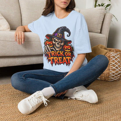 Halloween Skull Witch T-Shirt — Trick or Treat Pumpkin Graphic Tee